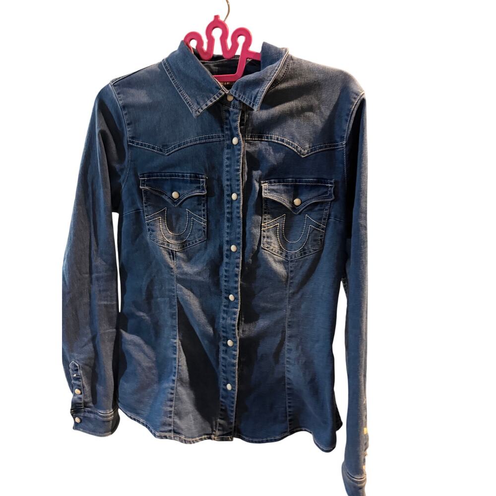 True religion denim button down shirt